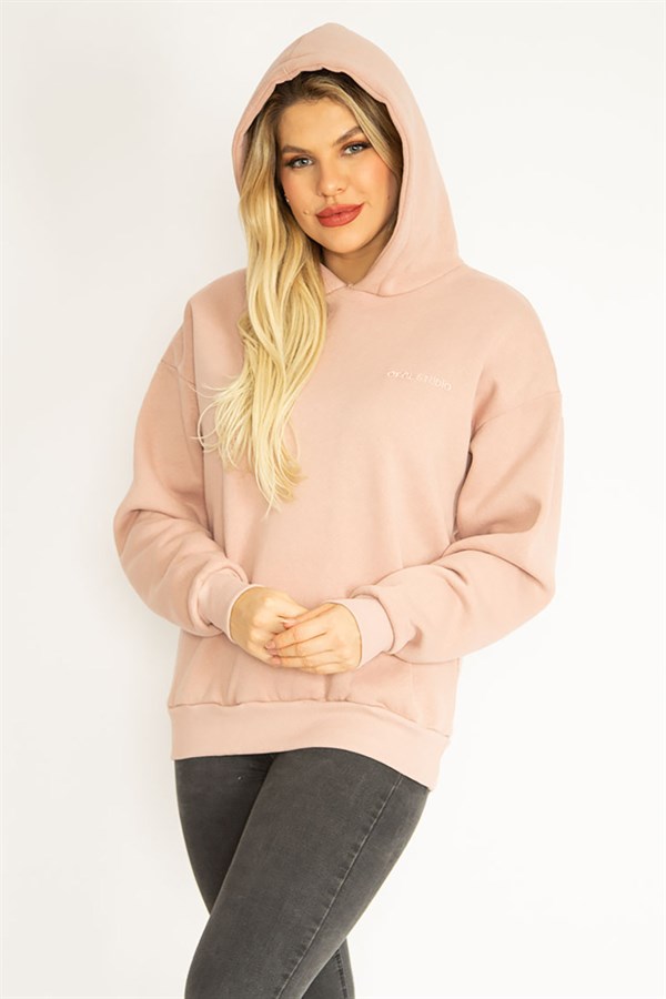 Kadın Pudra 3 İplik İçi Şardonlu Sweatshirt 65N35068