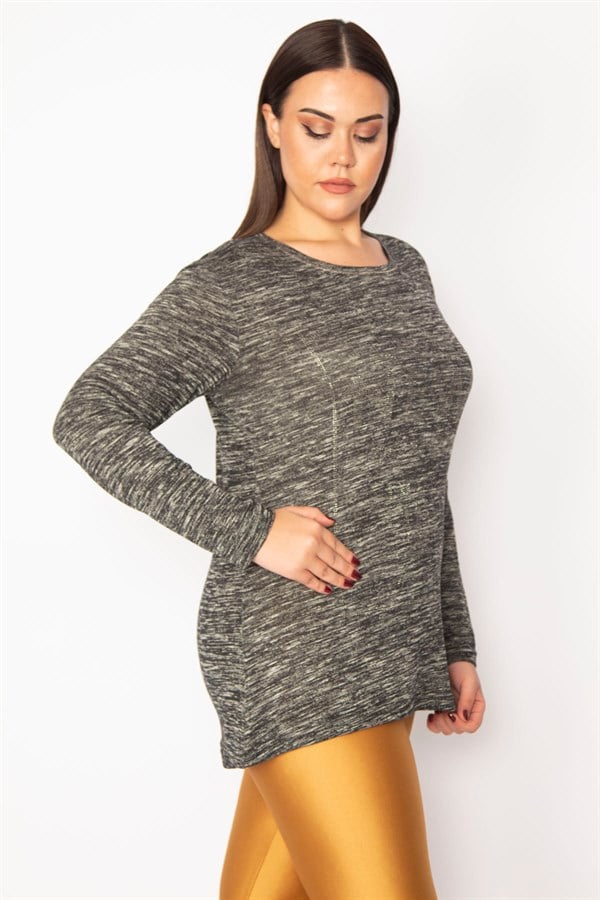 Kadın Füme Taş Detaylı Kırçıllı Bluz 65N29600