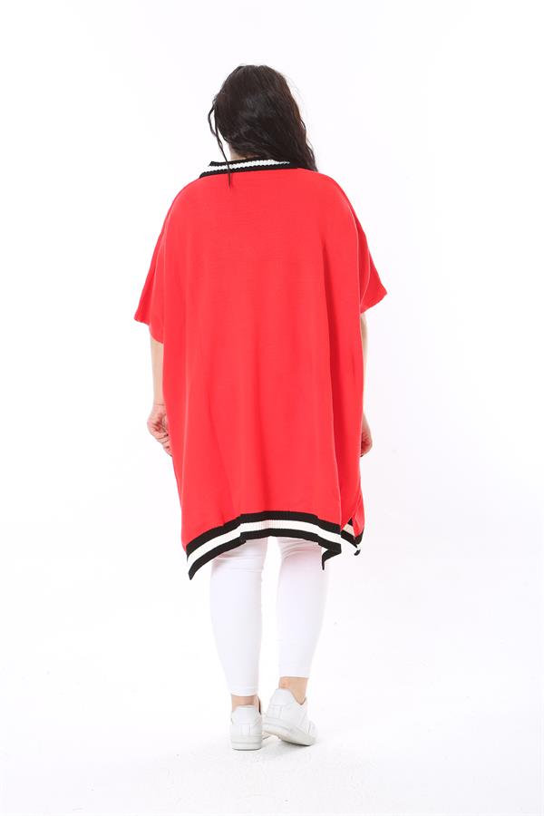 Kadın Büyük Beden Fujya V Yakalı Triko Panço 65N38571