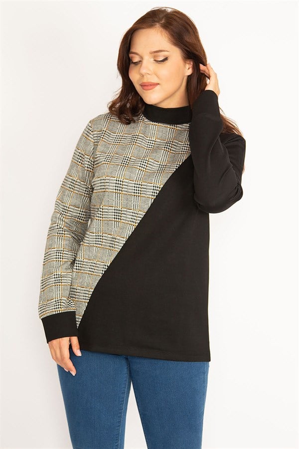 Women's Gray Plaid Sweatshirt 65N34755