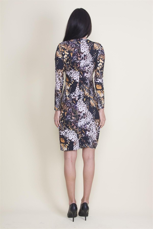 ANVELOP YAKALI ÖN DETAYLI ELBİSE