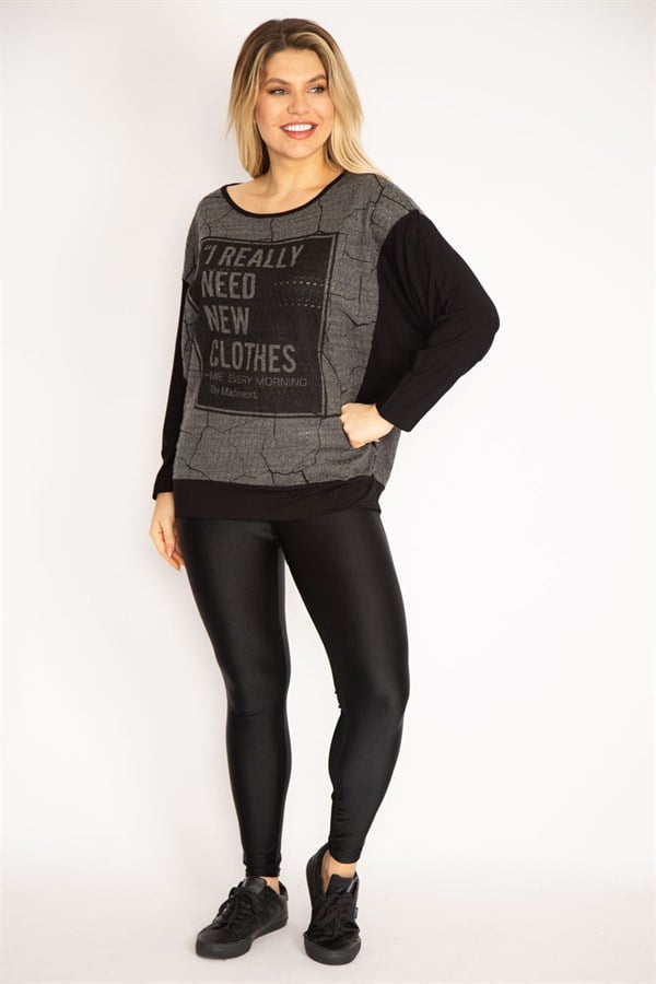 Kadın Siyah Baskı Detaylı İki Renkli Tunik 65N35209