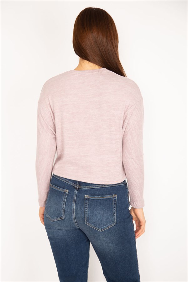 Kadın Pembe Ön Bağcıklı Bluz 65N34916