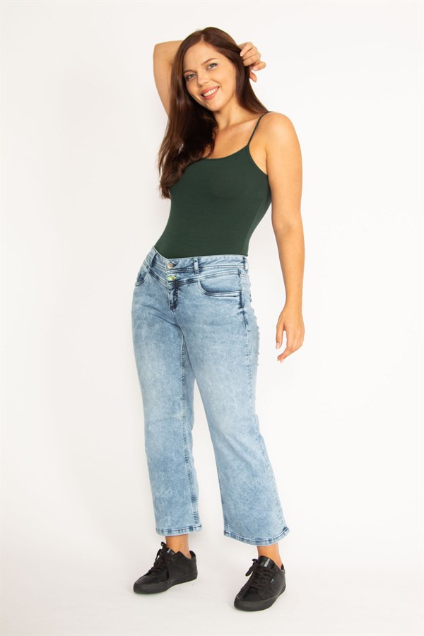 Kadın Mavi Likralı 5 Cep Kot Pantolon 65N34537