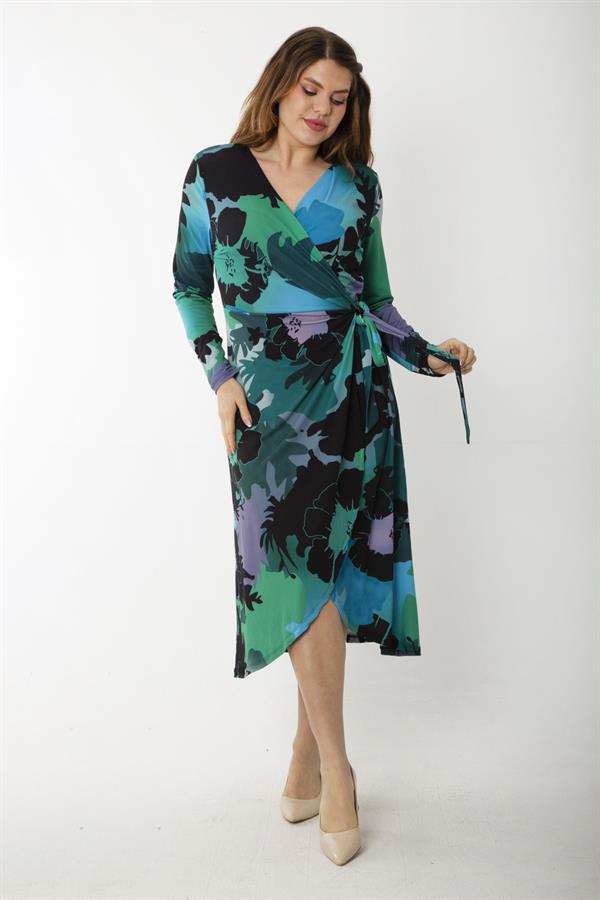 WOMEN'S GREEN SIDE TIE WRAPPED DRESS 26A37260