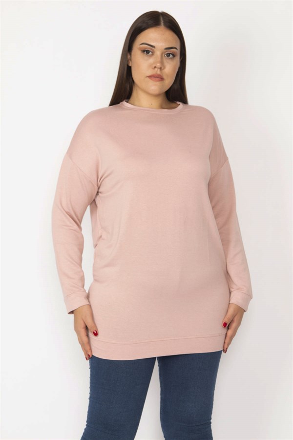 Kadın Pembe Bisiklet Yakalı Uzun Kollu Viskon Bluz 65N29997