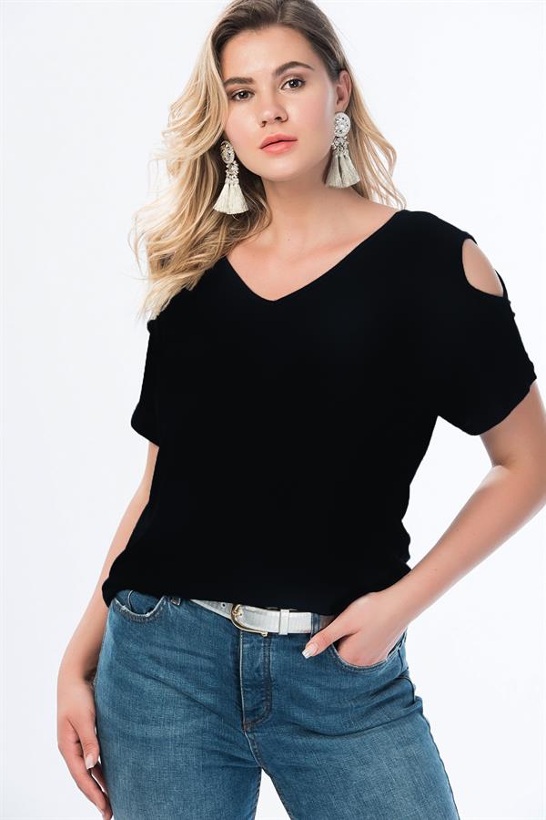 Kadın Beyaz Omuz Dekolteli Viskon Bluz 65N22698