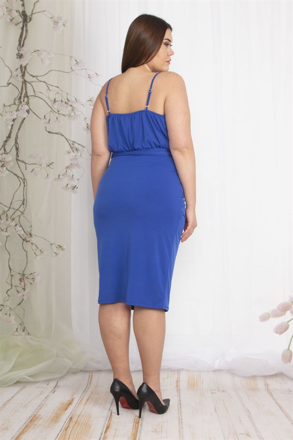 ASKILI ÖN DETAYLI ELBİSE