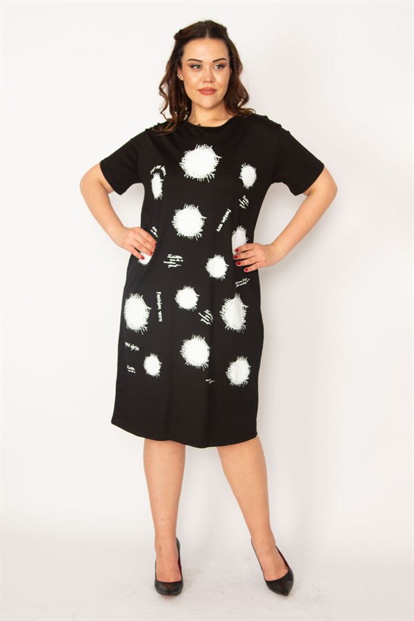 Kadın Kırmızı Ön Baskılı Viskon Elbise 65N33248