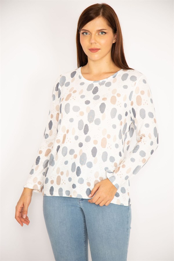Kadın Kemik Triko Dokuma Desenli Bluz 65N34920