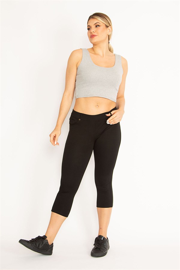 Kadın Lacivert Ön Süs Ve Arka Cepli Tayt  65N34639