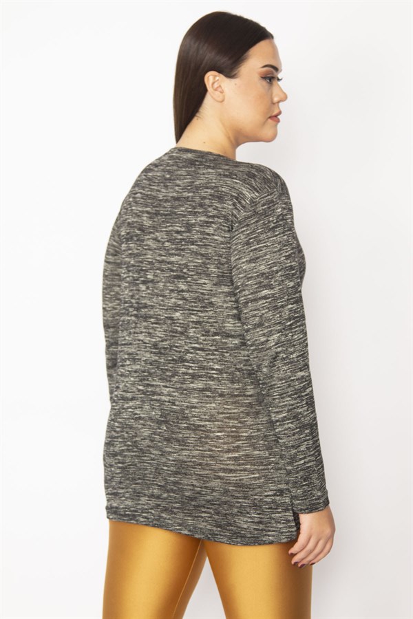 Kadın Füme Taş Detaylı Kırçıllı Bluz 65N29600