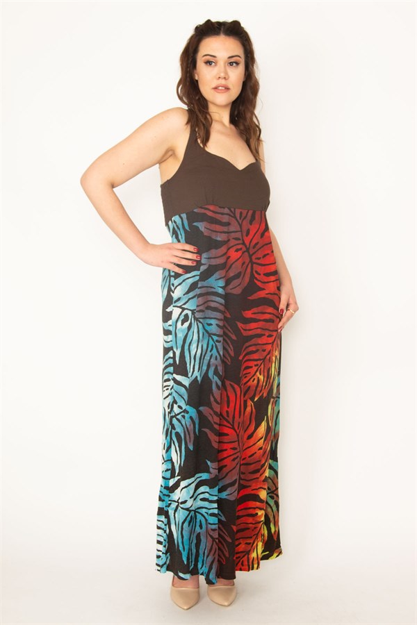 KADIN RENKLİ ARKA GİPE LASTİKLİ BOY AYAR ASKILI RENKLİ UZUN ELBİSE