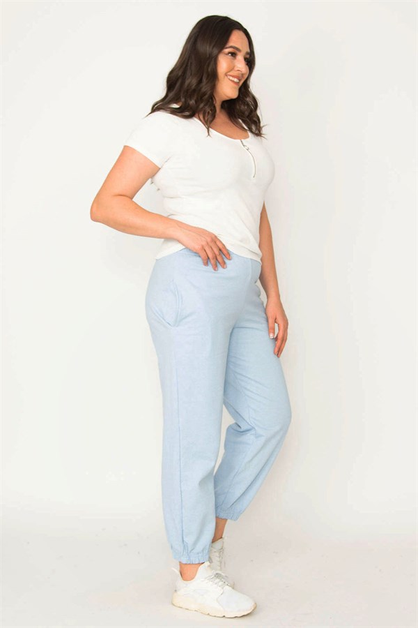 Kadın Gri Pamuklu Kumaş İçi Şardon Paça Ve Bel Lastikli Cep Detaylı Eşofman Alt  65N30436