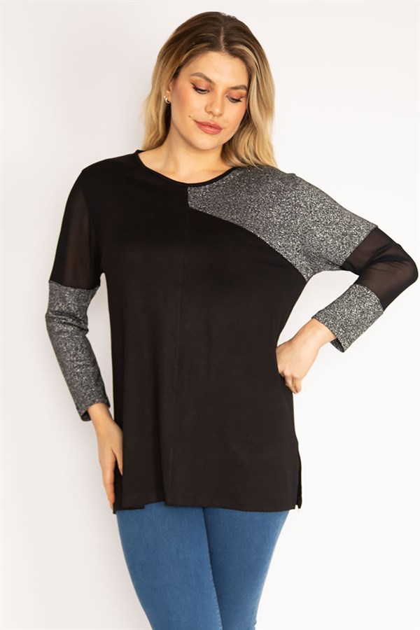 Kadın Siyah Sim Detaylı Bluz 65N35187