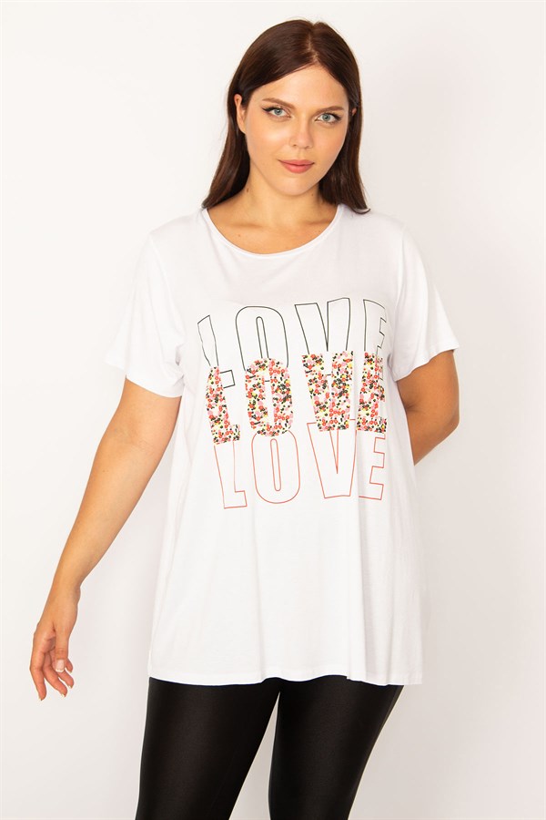 Kadın Beyaz Ön Baskılı Rahat Kesim Tunik 65N34198