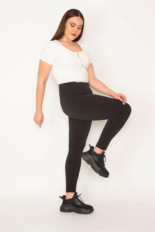 Kadın Büyük Beden Siyah Tayt Pantolon 65N38032