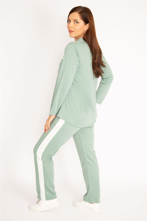 Kadın Camel V Yakallı Bluz Pantolon Takım 65N34658