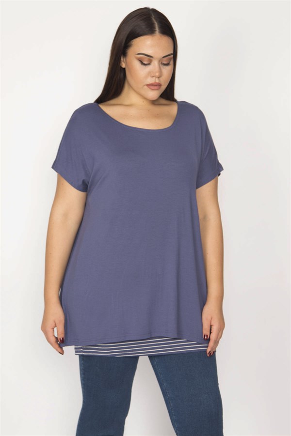 Kadın İndigo İç Atletli Düşük Kollu Tunik 65N29660
