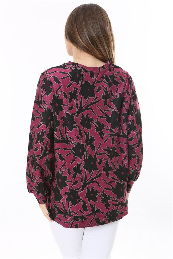 Kadın Büyük Beden Renkli Desenli Sweatshirt 65N37809