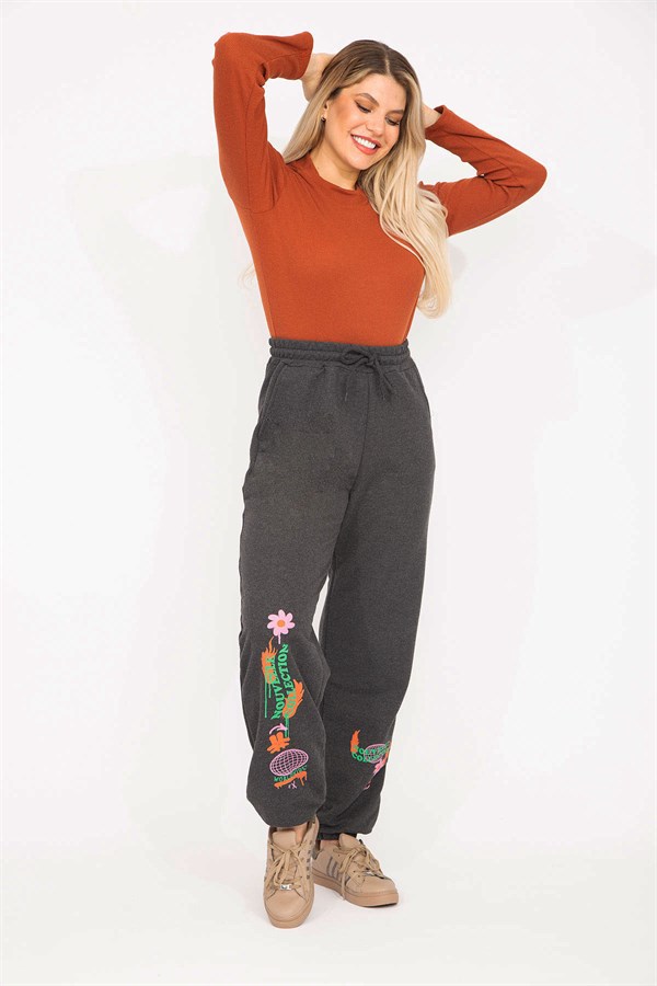 Kadın Füme Baskı Detaylı Eşofman Alt 65N35282