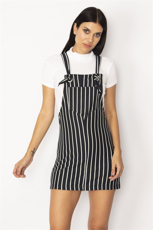 ROBE MANNEQUIN COURTE À RAYURES BLEU MARINE POUR FEMME