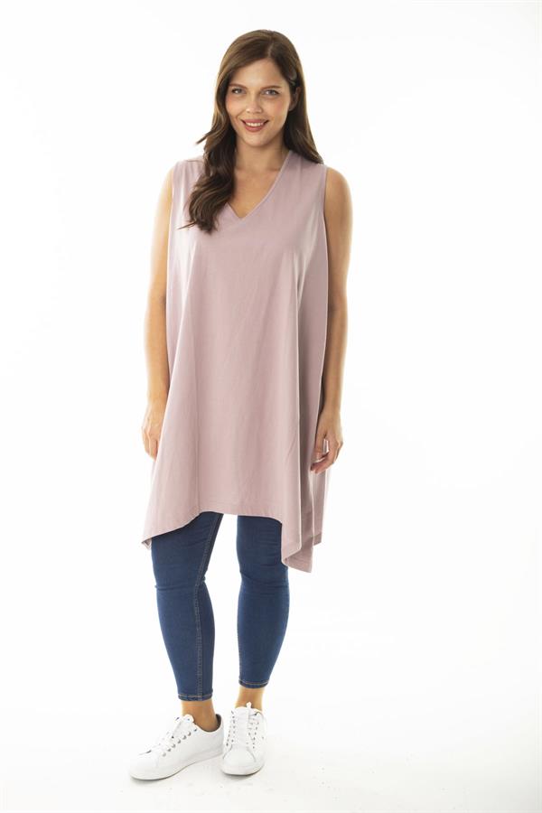 Kadın Büyük Beden Somon V Yakalı Uzun Kolsuz Bluz 65N36920