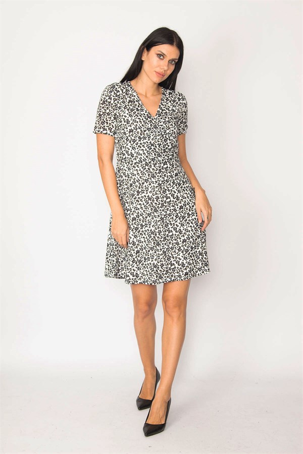 KADIN RENKLİ ANVELOP YAKALI ASTARLI ELBİSE