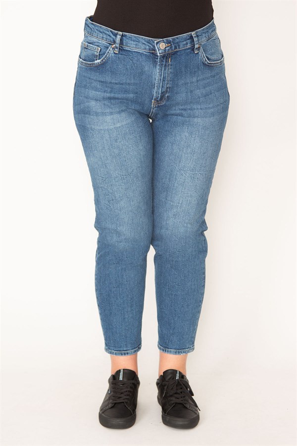 KADIN MAVİ 5 CEP LİKRALI JEAN PANTOLON