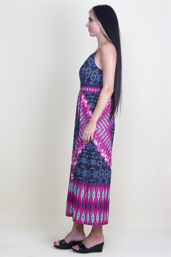 KADIN RENKLİ YAKA DETAYLI ASKILI ELBİSE