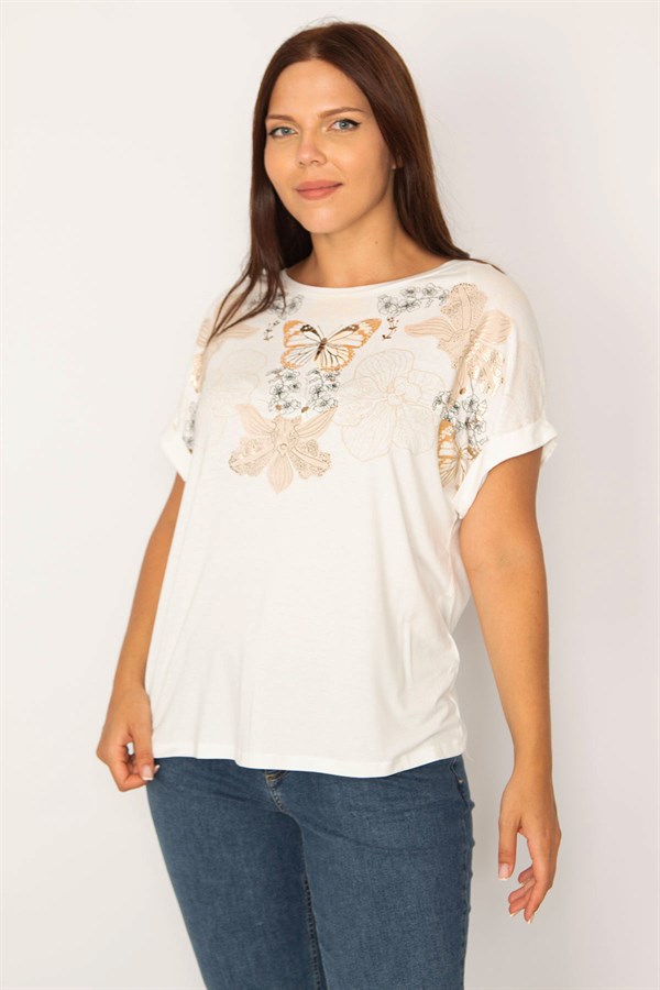 Kadın Kemik Lak Baskılı Bluz 65N34566