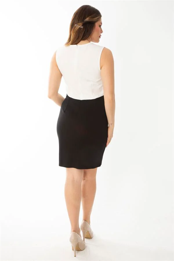 Kadın Büyük Beden Siyah Taş Detaylı Elbise 65N37095