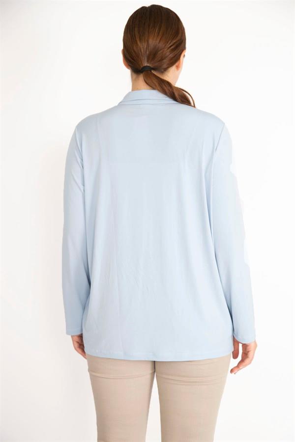 Kadın Büyük Beden Tek Düğmeli Astarsız Cepli Hırka 65N38078