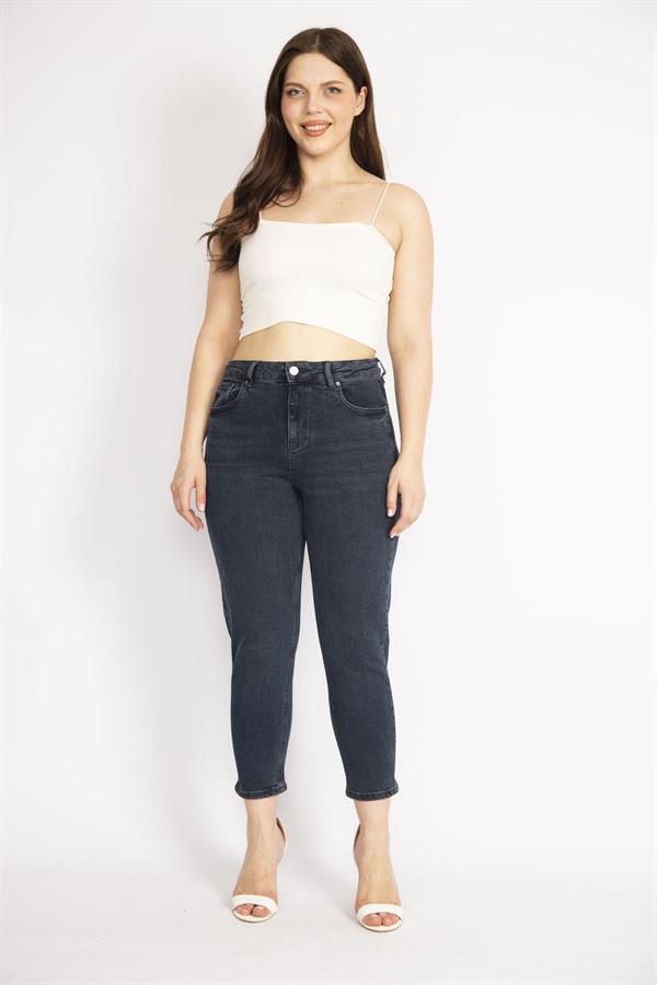 Kadın Lacivert Büyük Beden 5 Cepli Kot Pantolon