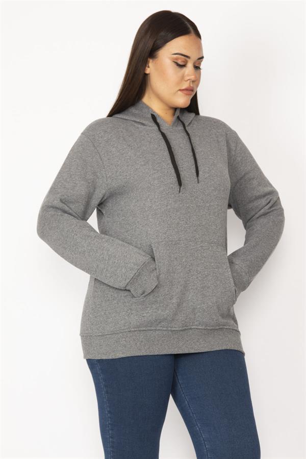 Women's Smoked Inside Raised 3 Thread Kangaroo Pocket Hooded Sweatshirt 65N29644