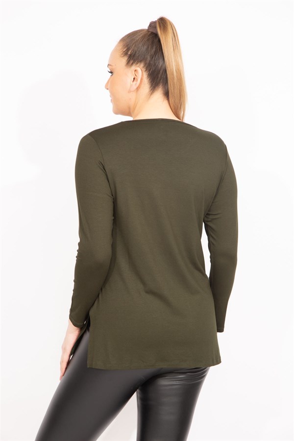 Kadın Haki Payet Detaylı Bluz 65N35471