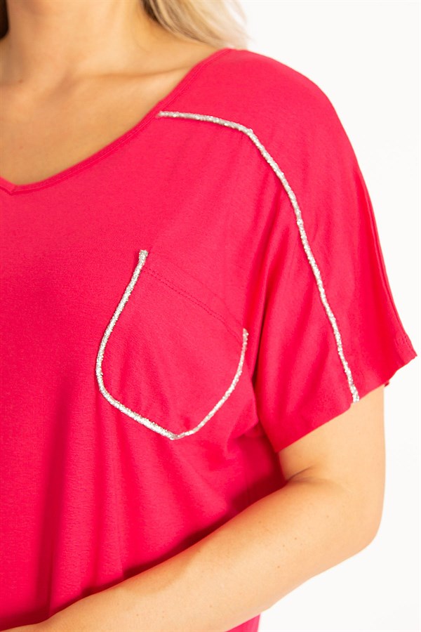 Kadın Fujya Omuz Ve Cebi Sim Detaylı Bluz 65N34526