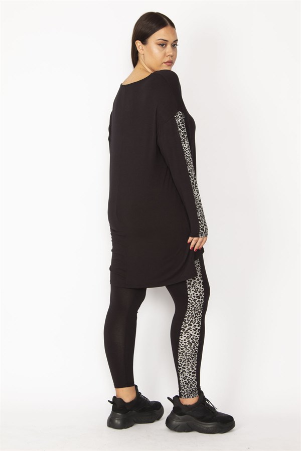 Kadın Siyah Yan Garni Detaylı Bisiklet Yakalı Bluz Ve Beli Lastikli Pantolon Takım 65N28371