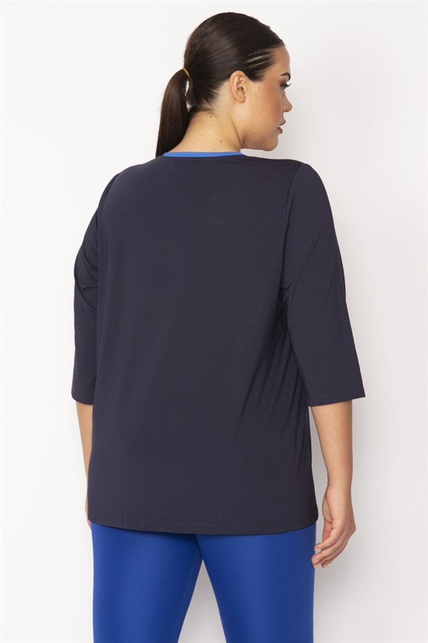 Kadın Lacivert Biye Ve Kup Detaylı Tunik 65N29275