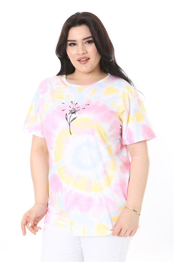 Kadın Büyük Beden Gül Kurusu Bisiklet Yakalı Kısa Kollu Bluz 65N38006