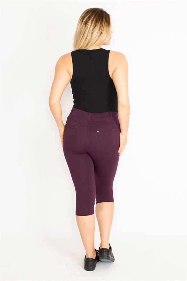 Kadın Mürdüm Ön Süs Ve Arka Cepli Tayt  65N35202