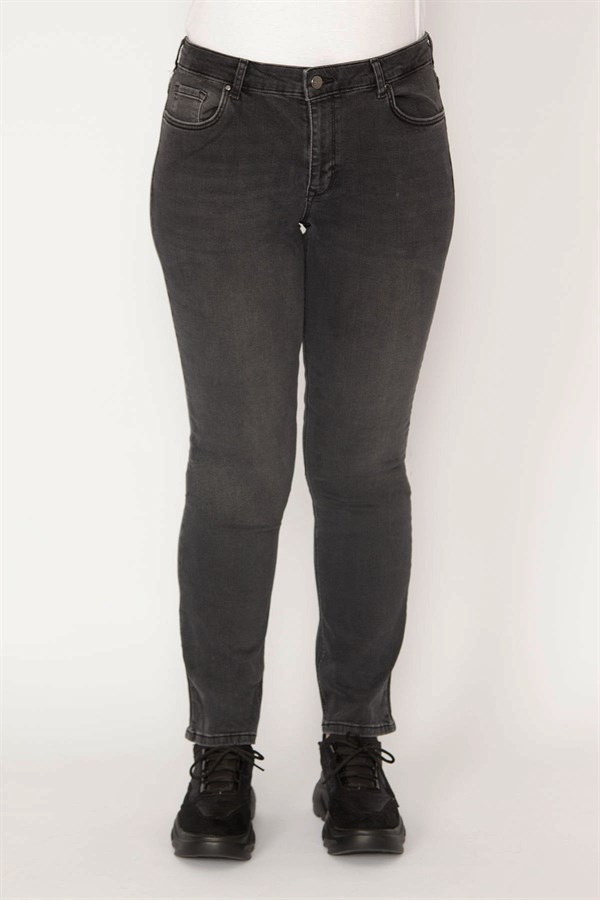 KADIN ANTRASİT 5 CEP LİKRALI JEAN PANTOLON