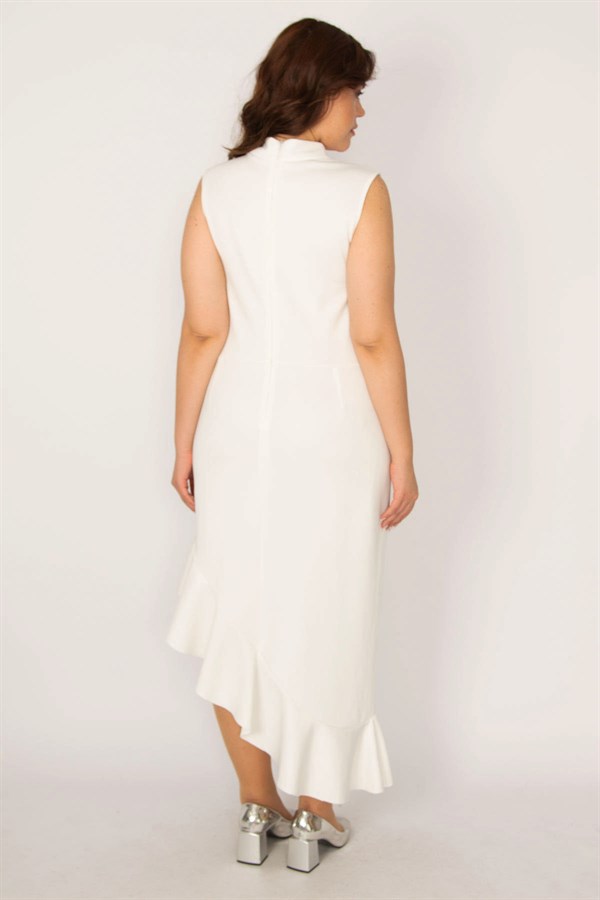 Women's Bone Hem Flounce Back Hidden Zipper Dress 26A33620