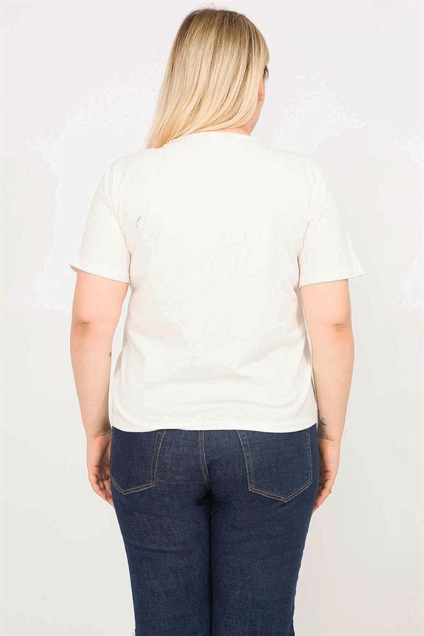 Kadın Kemik Büyük Beden Pamuklu Kumaş Önü Astarlı Dantel Bluz 65N35791