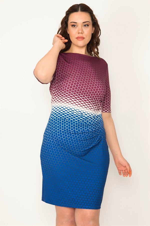 Kadın Renkli Bel Detaylı Renk Kombinli Elbise