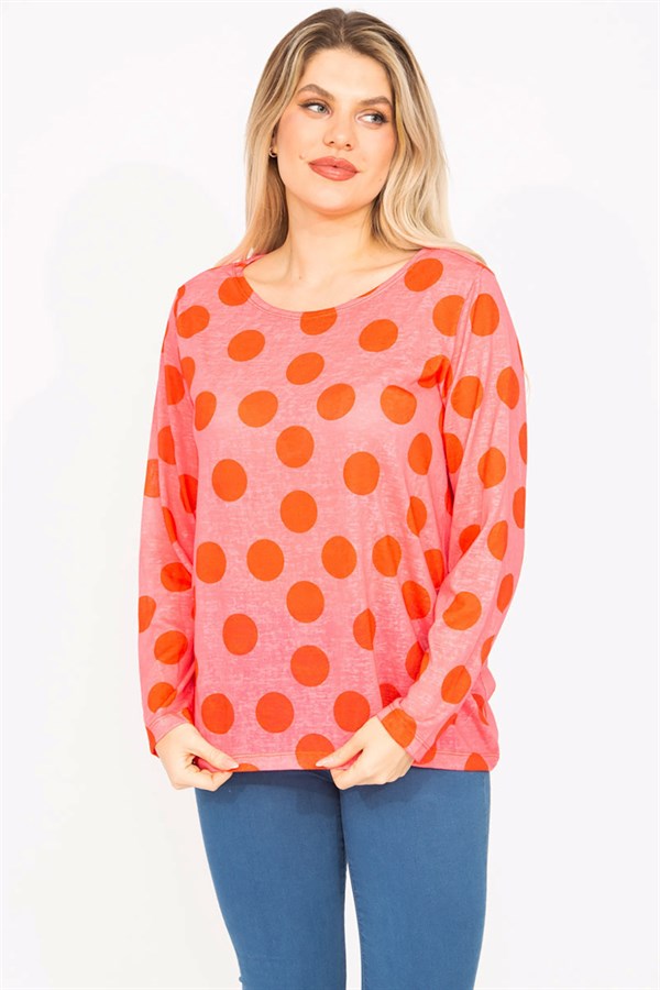 Kadın Fujya Bisiklet Yakalı Puan Desenli Bluz 65N35351