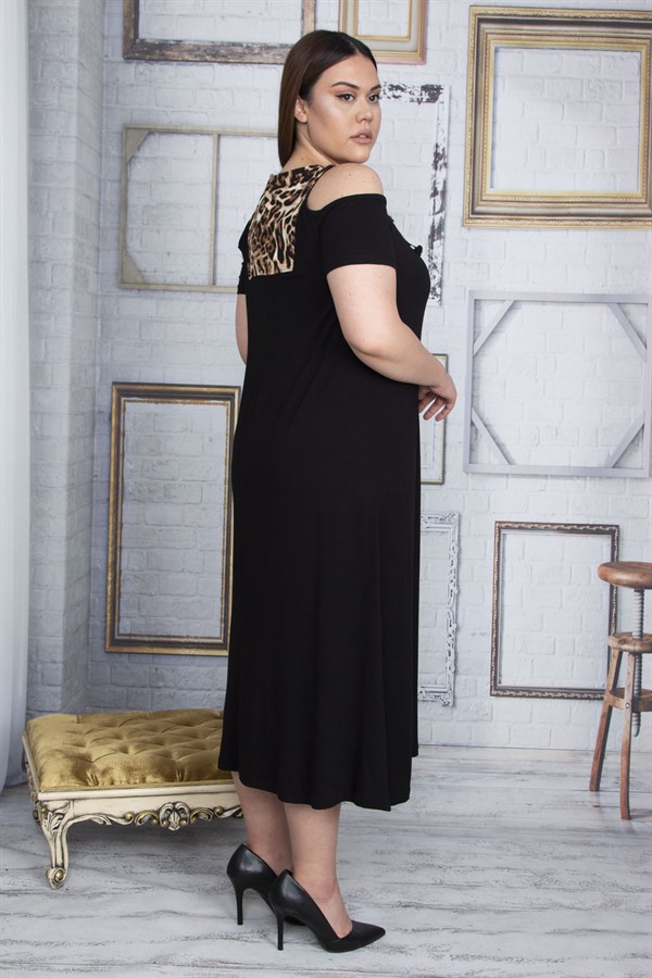 Kadın Gri Omuz Dekolteli Roba Garnili Elbise 65N25800