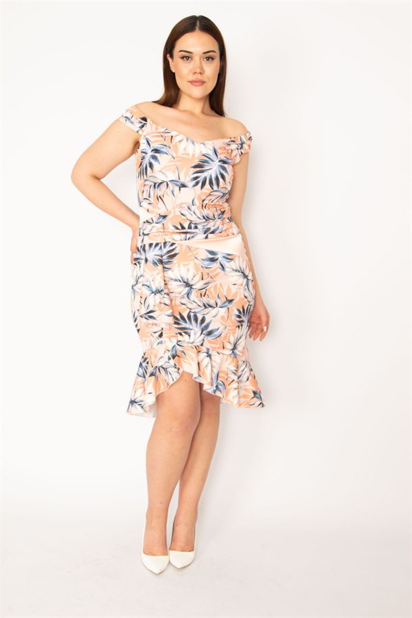 Kadın Renkli Bel Ve Etek Ucu Volanlı Elbise 65N33390