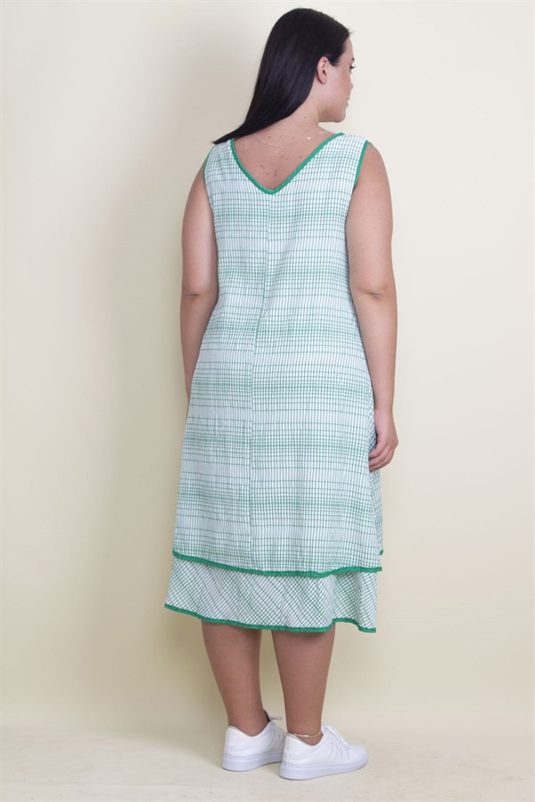 Kadın Kırmızı Biye Detaylı Etek Ucu Katlı Astarlı Elbise 65N17881