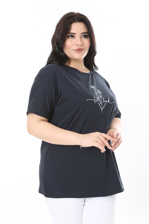 Kadın Büyük Beden Gül Kurusu Bisiklet Yakalı Kısa Kollu Bluz 65N38006